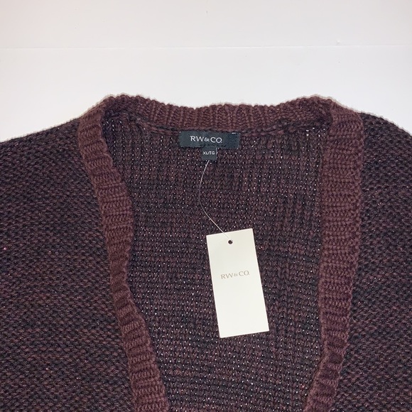 🆕 RW & Co Maroon and Black Sparkly Open Front Cardigan - Women’s Size XL - Picture 6 of 6